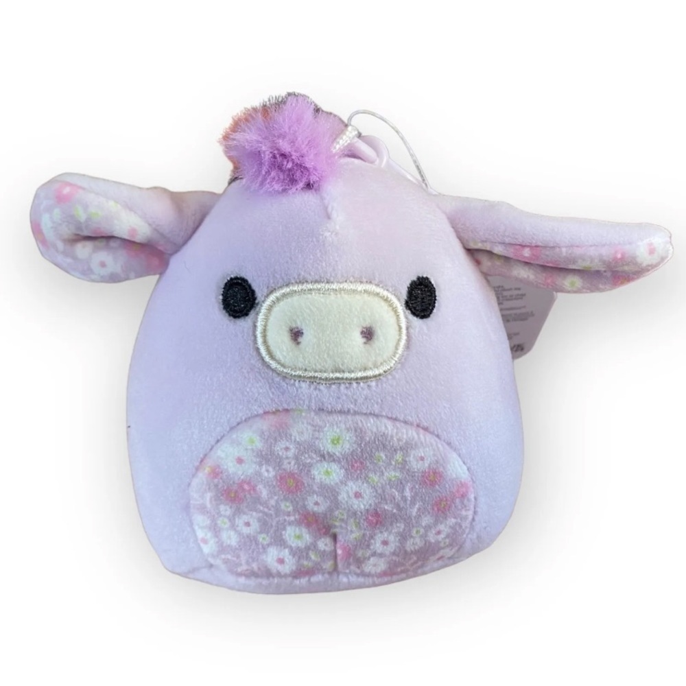 Squishmallows Delzi Donkey Floral Flowers Purple Clip Spring Easter NWT